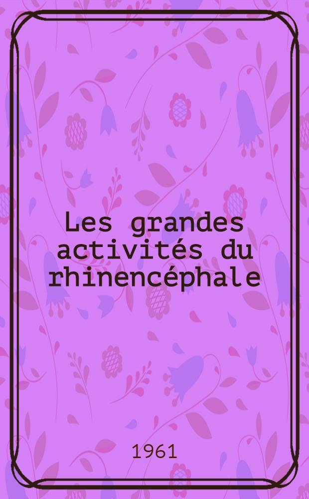 Les grandes activités du rhinencéphale