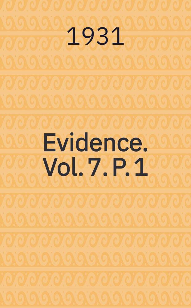 ... Evidence. Vol. 7. P. 1 : Madras presidency and Coorg