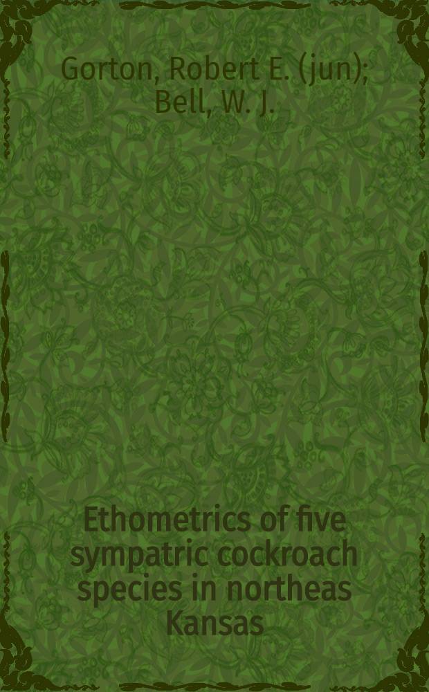 Ethometrics of five sympatric cockroach species in northeas Kansas