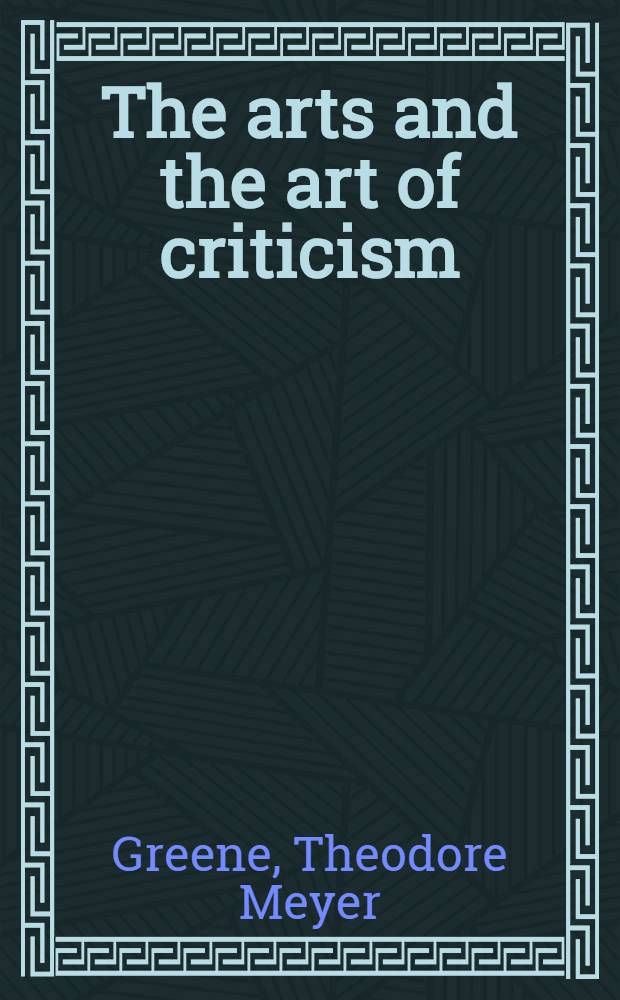 The arts and the art of criticism