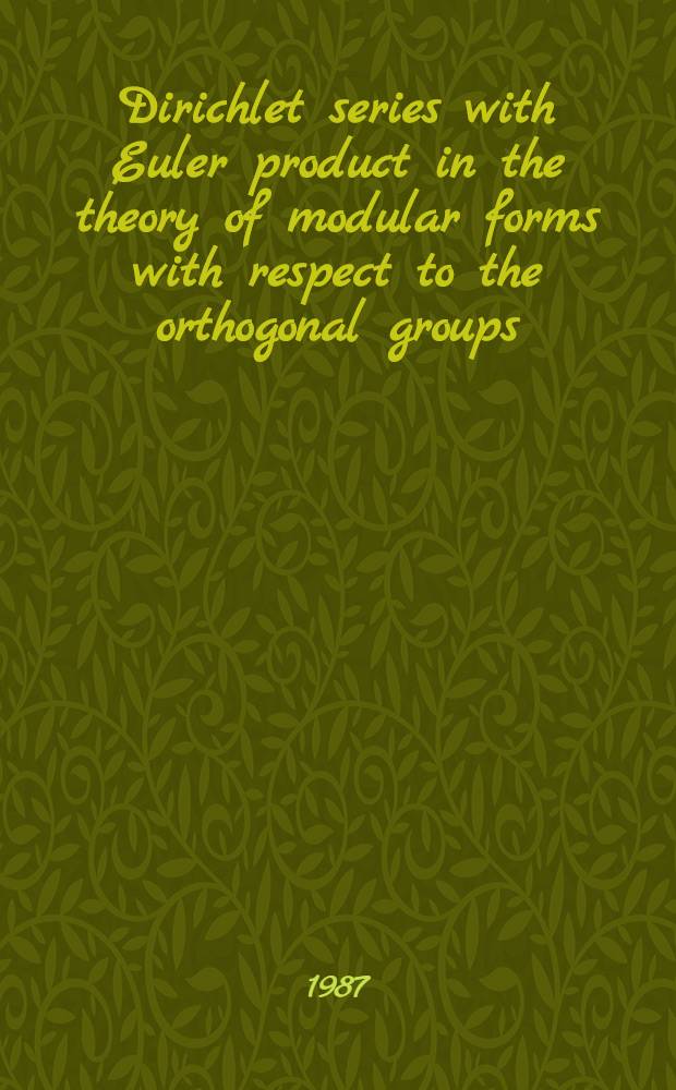 Dirichlet series with Euler product in the theory of modular forms with respect to the orthogonal groups