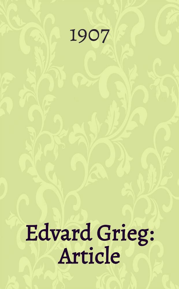 Edvard Grieg : Article