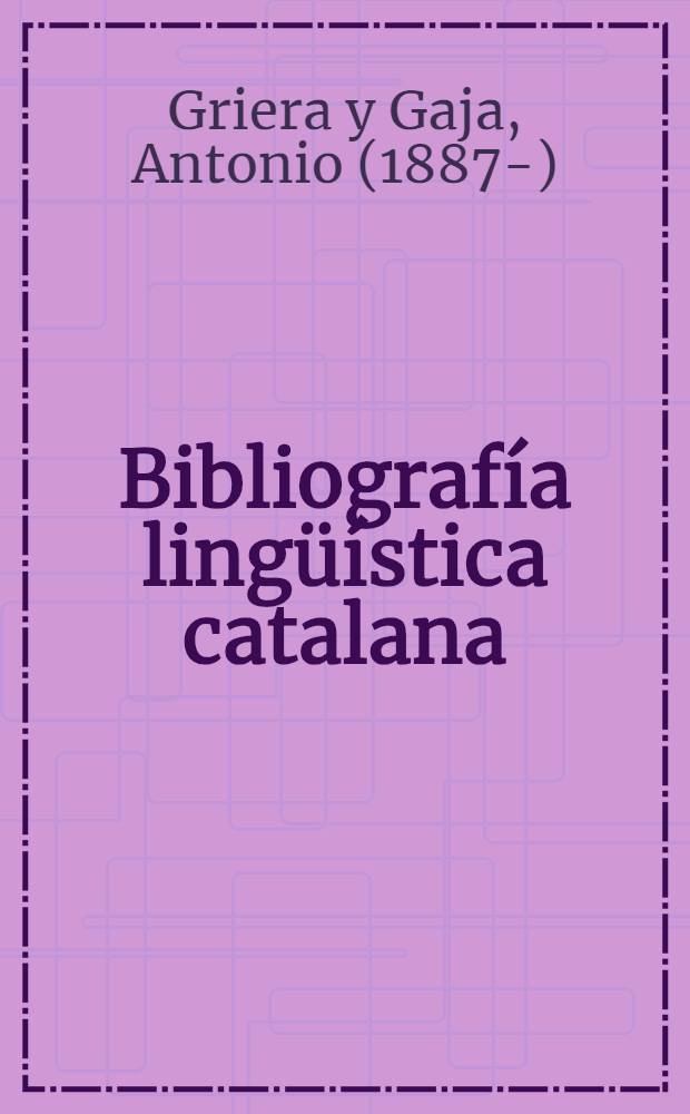 Bibliografía lingüística catalana