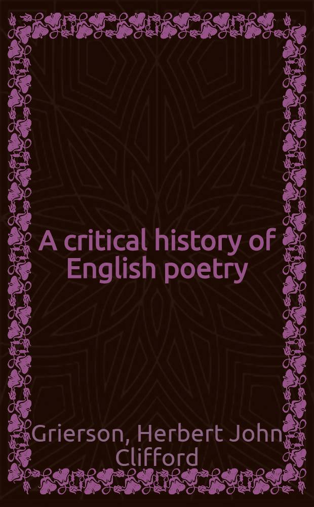 A critical history of English poetry