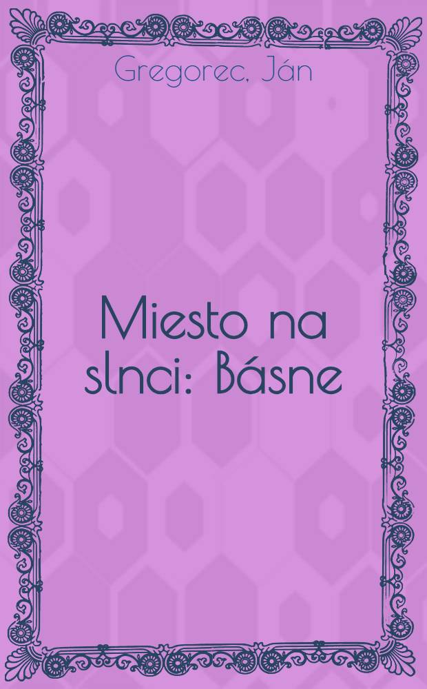 Miesto na slnci : Básne
