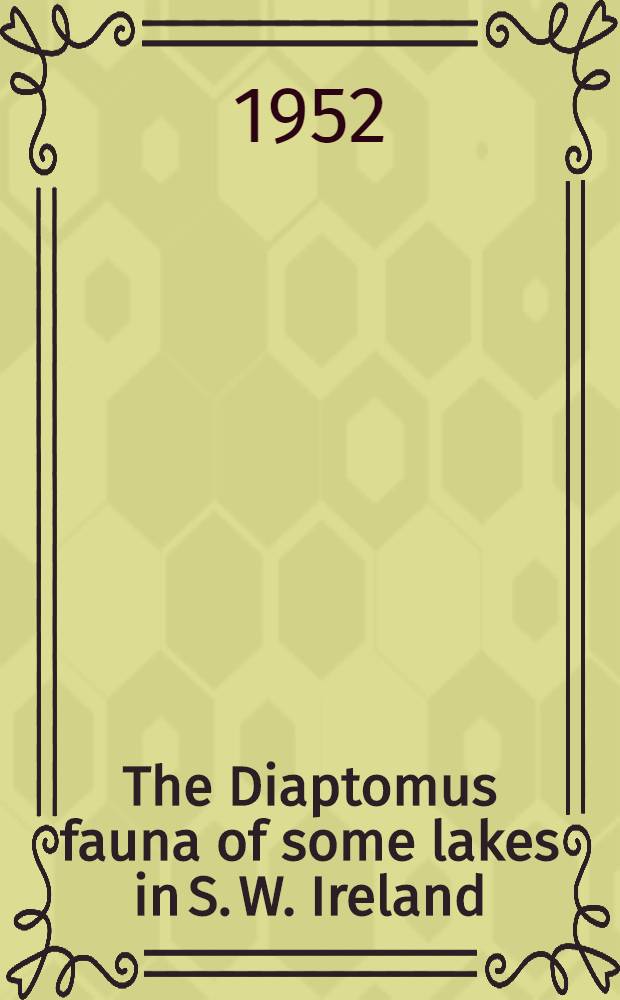 The Diaptomus fauna of some lakes in S. W. Ireland