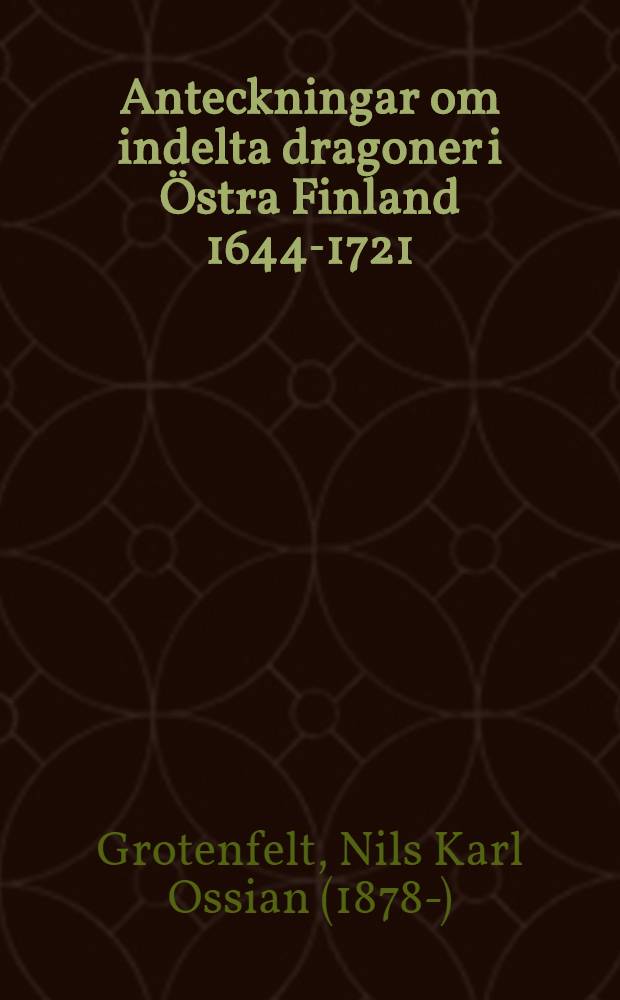 Anteckningar om indelta dragoner i Östra Finland 1644-1721