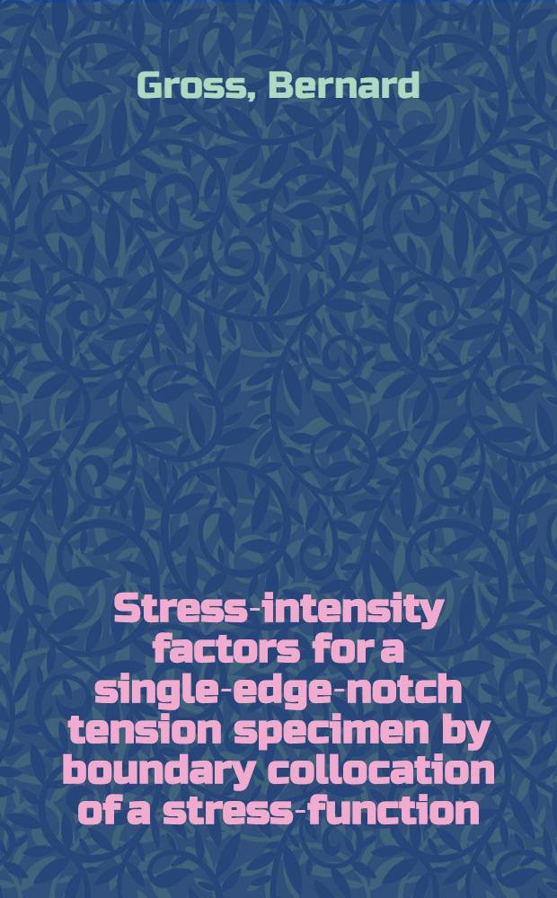 Stress-intensity factors for a single-edge-notch tension specimen by boundary collocation of a stress-function