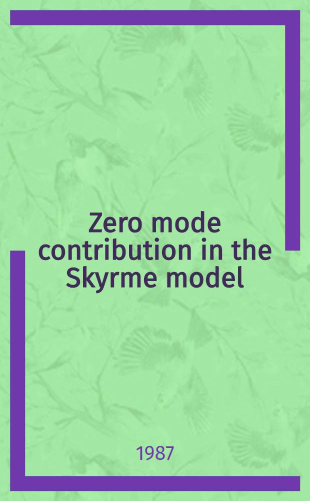 Zero mode contribution in the Skyrme model
