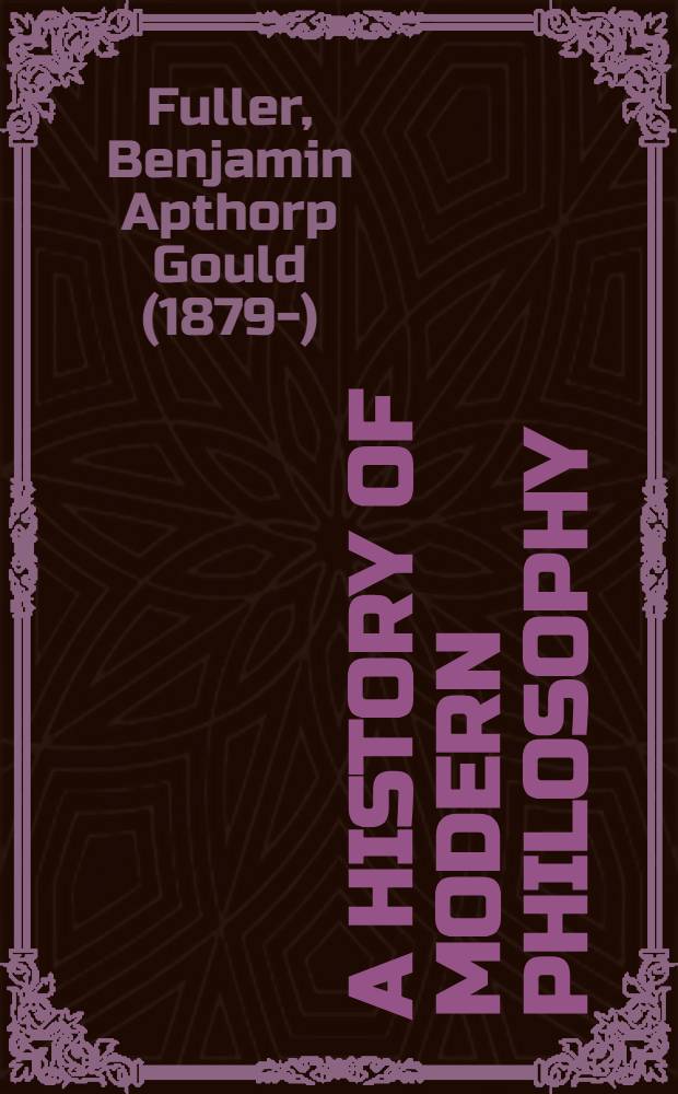 A history of modern philosophy