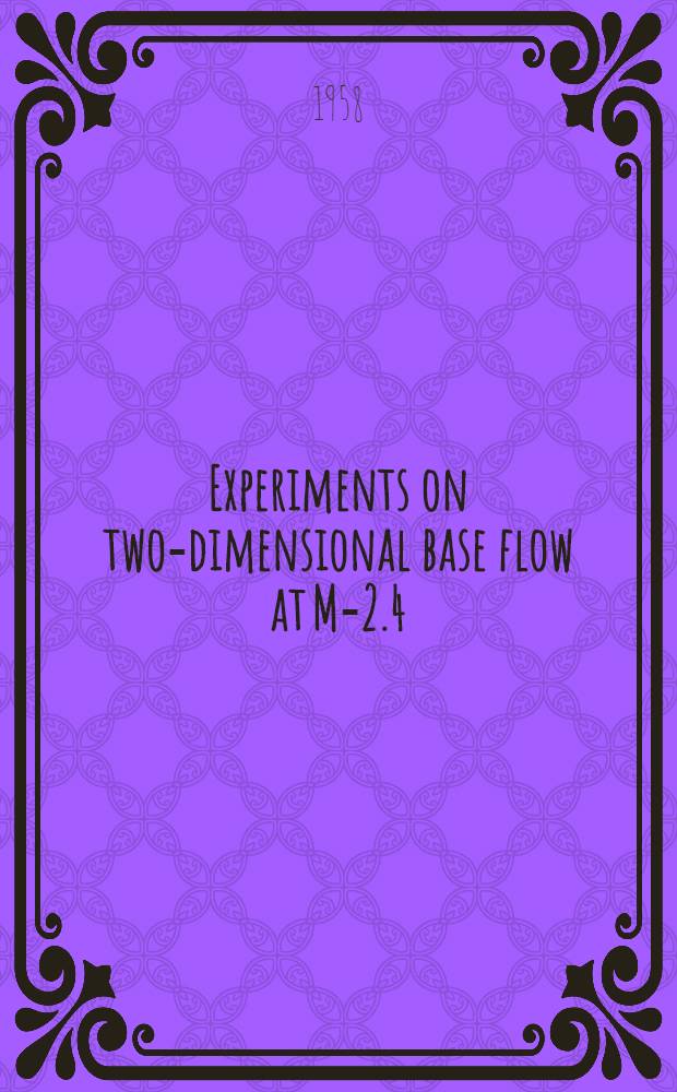 Experiments on two-dimensional base flow at M-2.4