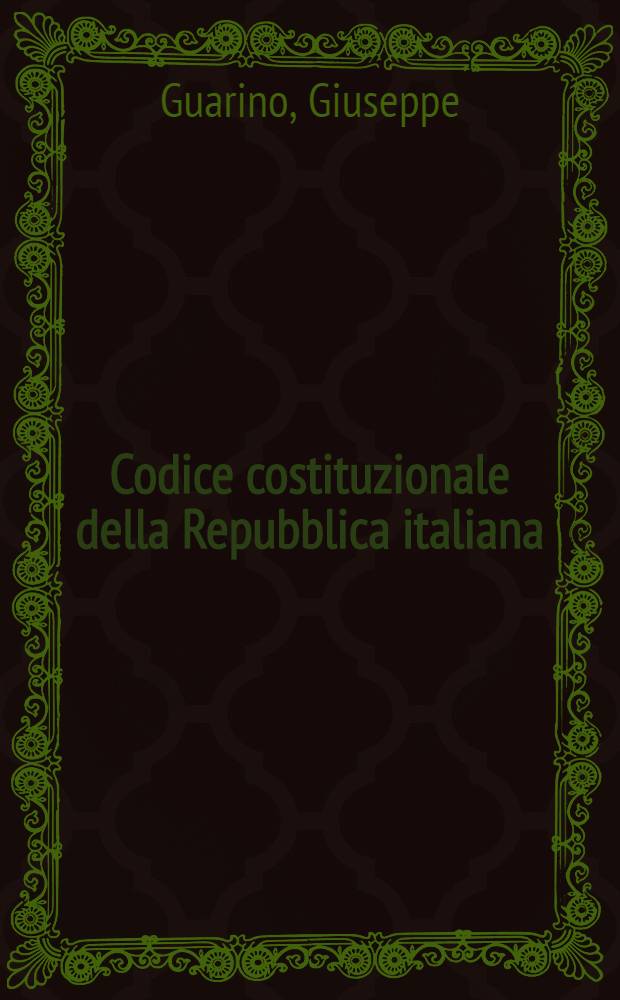 Codice costituzionale della Repubblica italiana