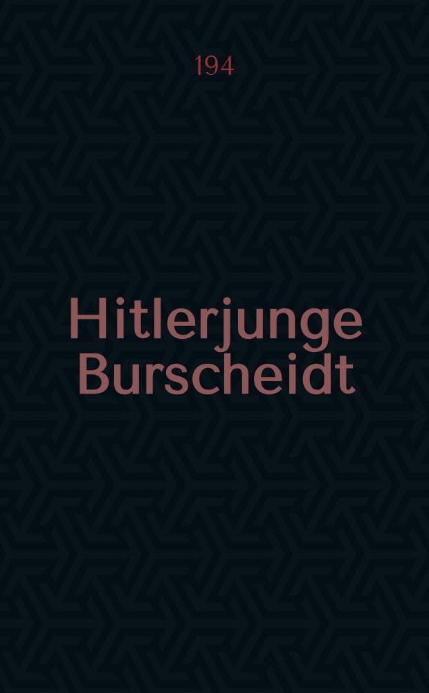 Hitlerjunge Burscheidt : Die Tragödie einer Jugend unserer Tage