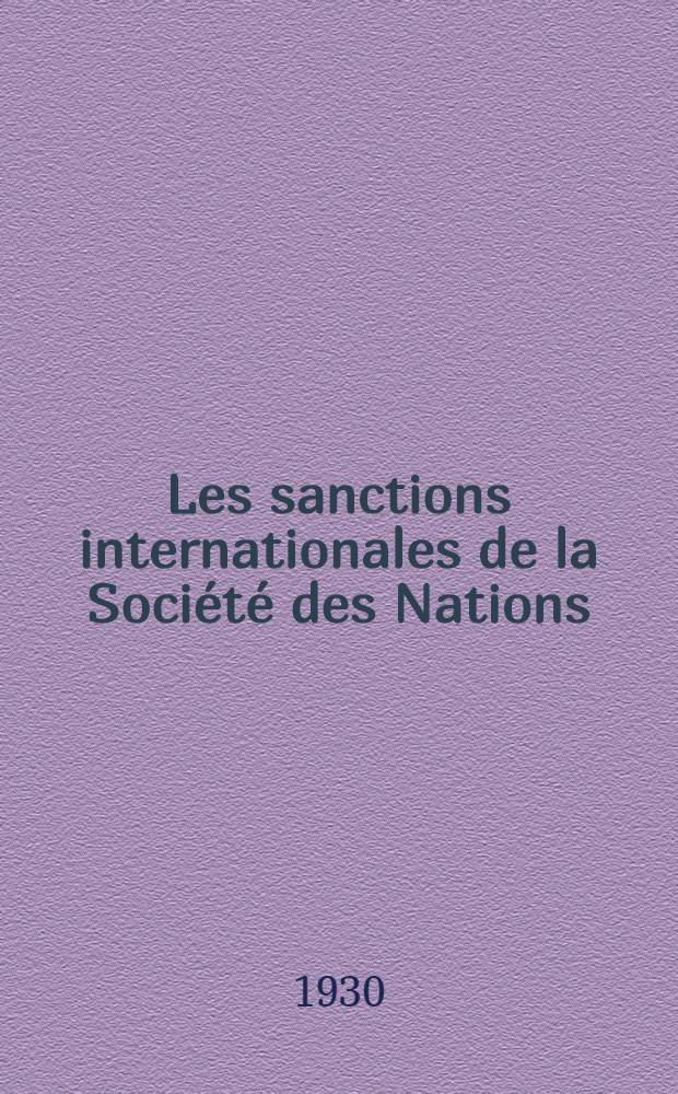 Les sanctions internationales de la Société des Nations : Thèse
