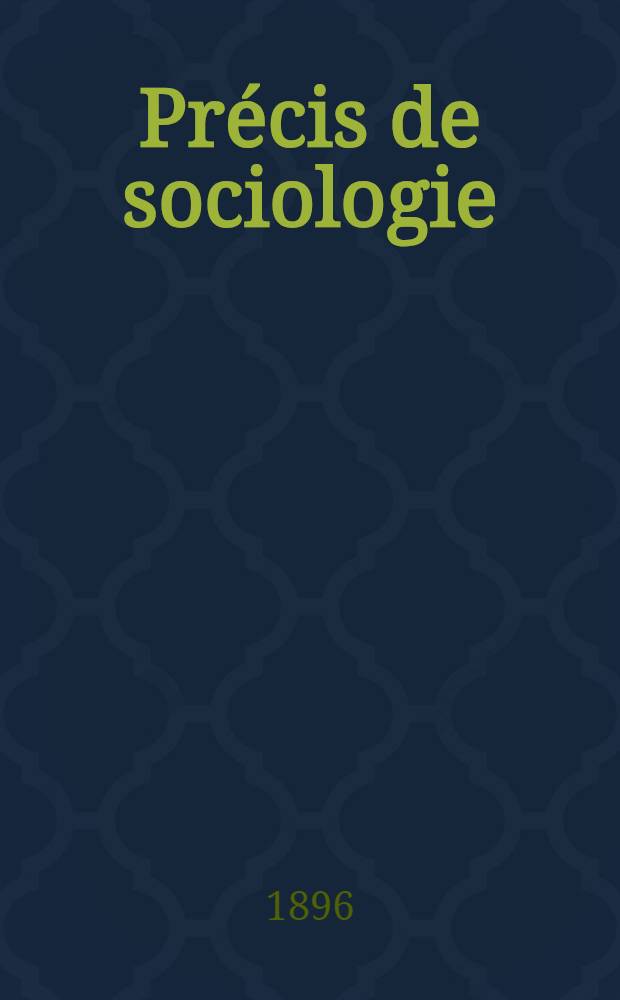 Pr&eacute;cis de sociologie