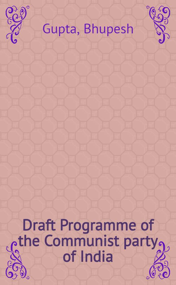 Draft Programme of the Communist party of India