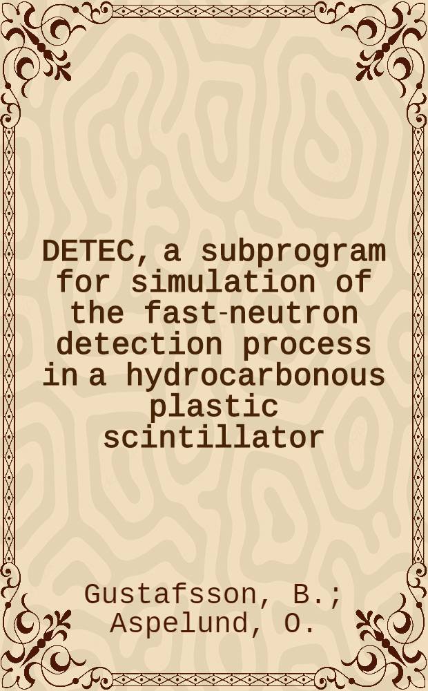 DETEC, a subprogram for simulation of the fast-neutron detection process in a hydrocarbonous plastic scintillator
