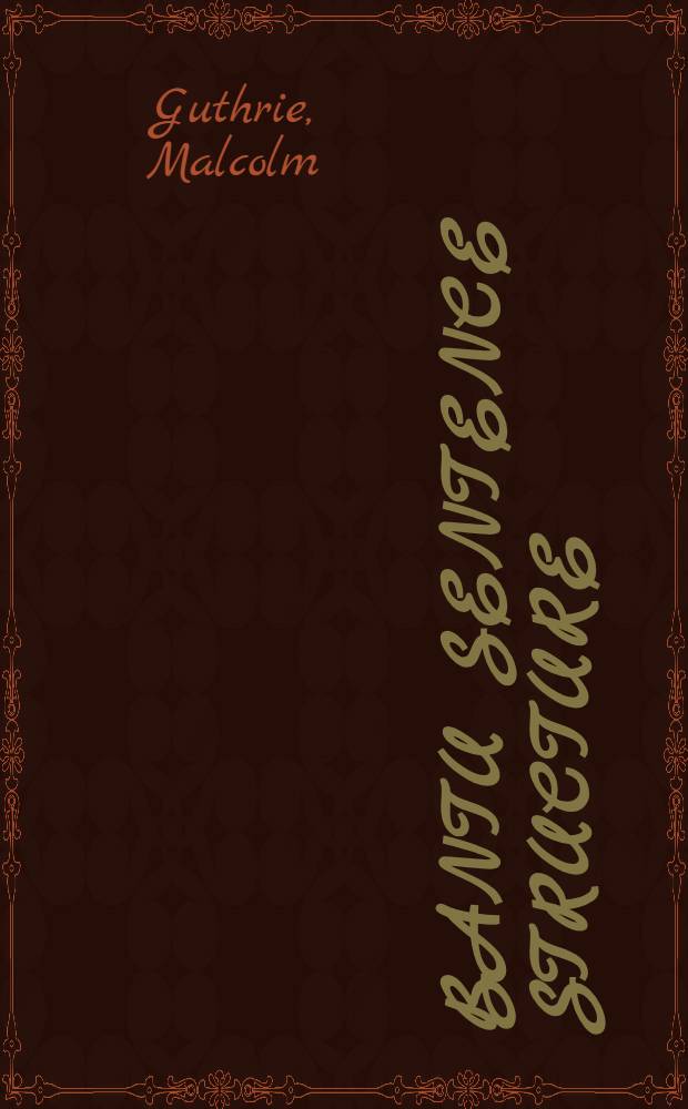 Bantu sentence structure