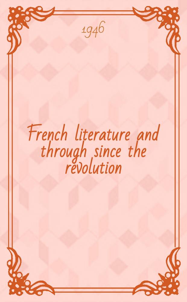 French literature and through since the revolution