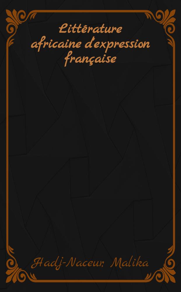 Litt&eacute;rature africaine d'expression fran&ccedil;aise : Portrait d'&eacute;migr&eacute;
