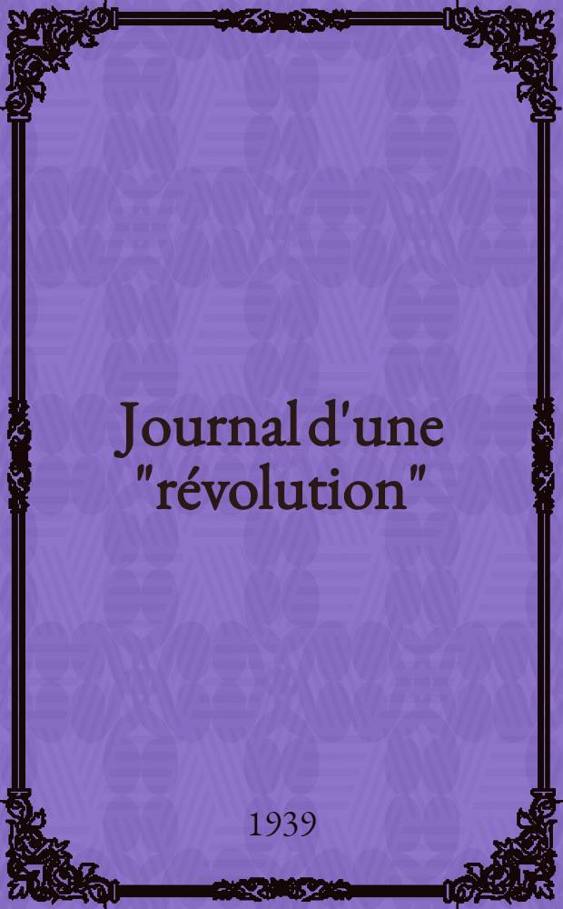 Journal d'une "révolution"
