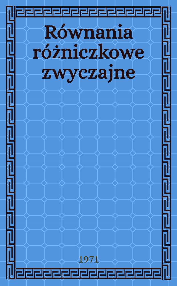 Równania różniczkowe zwyczajne
