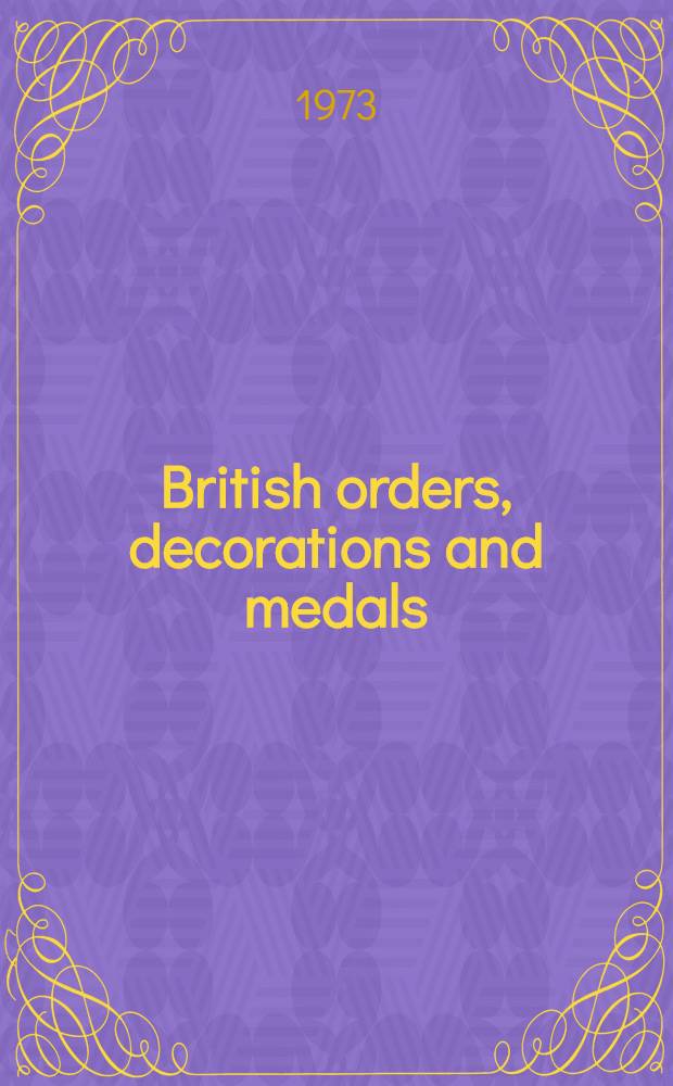 British orders, decorations and medals