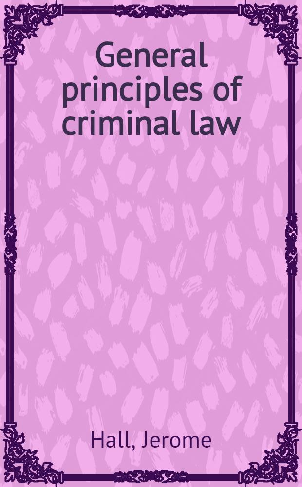 General principles of criminal law