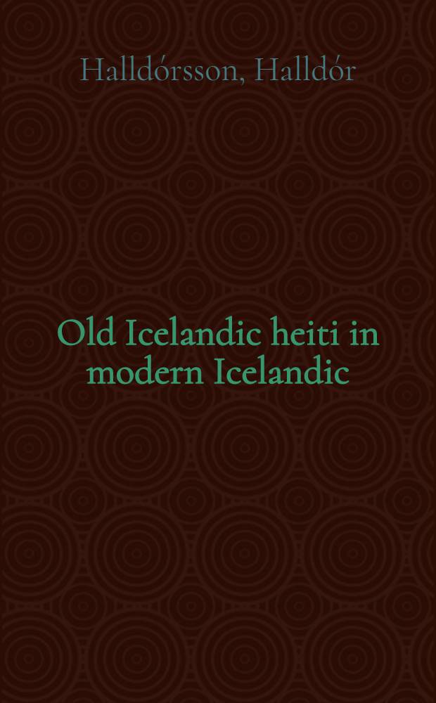 Old Icelandic heiti in modern Icelandic
