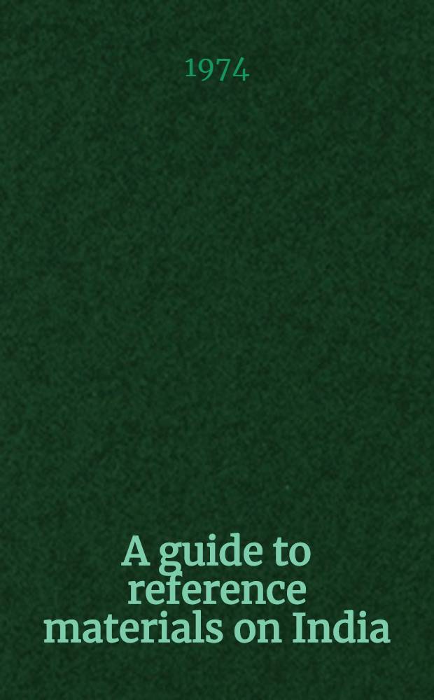 A guide to reference materials on India