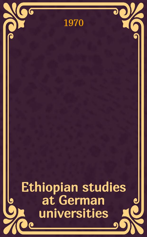 Ethiopian studies at German universities