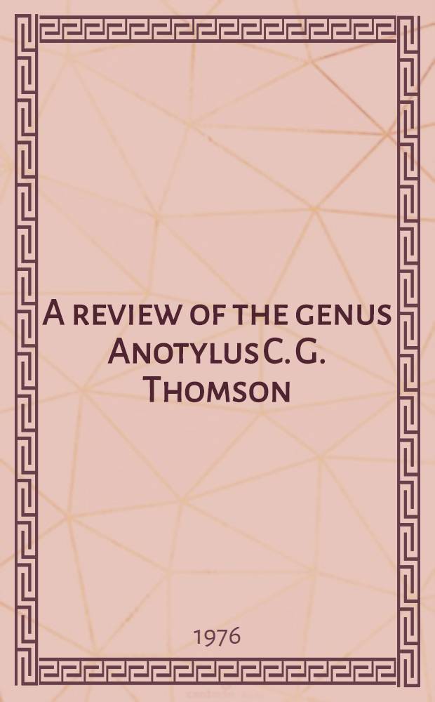 A review of the genus Anotylus C. G. Thomson (Coleoptera: Staphylinidae)