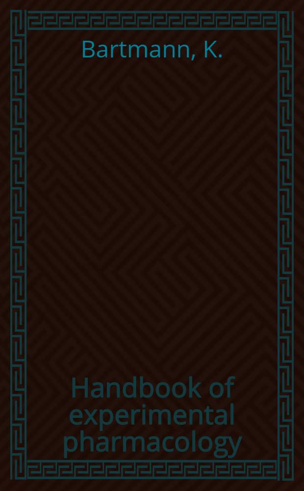 Handbook of experimental pharmacology : Contin. of "Handbuch der experimentellen Pharmakologe". Vol. 84 : Antituberculosis drugs