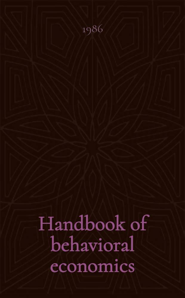 Handbook of behavioral economics