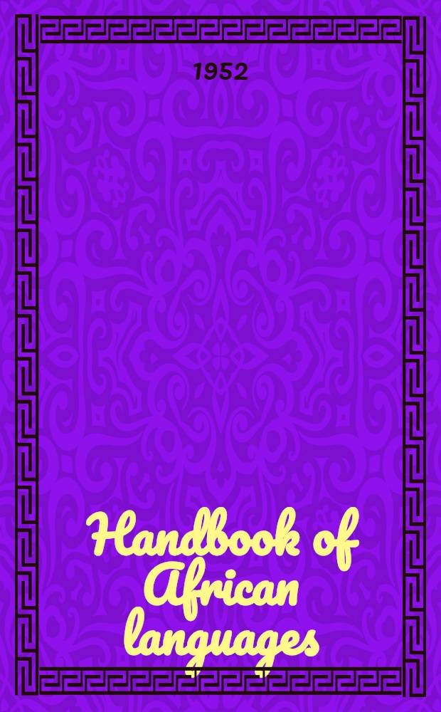 Handbook of African languages