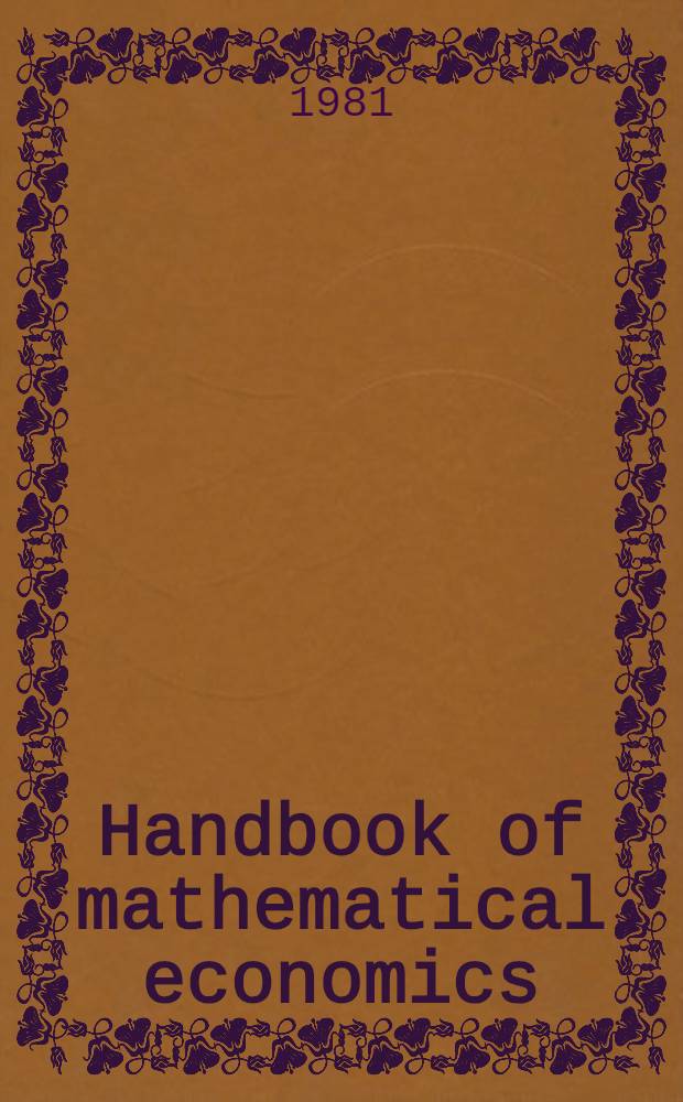 Handbook of mathematical economics