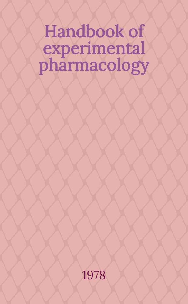 Handbook of experimental pharmacology : Contin. of "Handbuch der experimentellen Pharmakologe". Vol. 51 : Uric acid