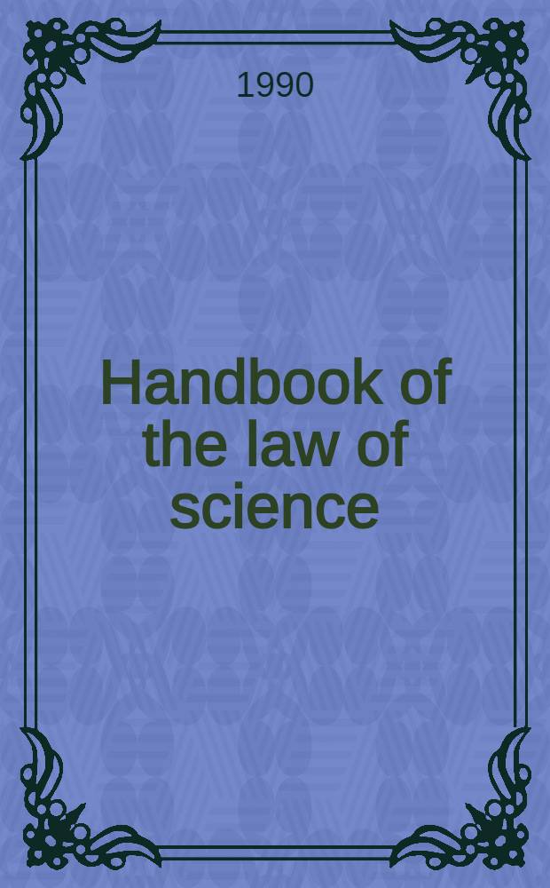 Handbook of the law of science : Comparative studies