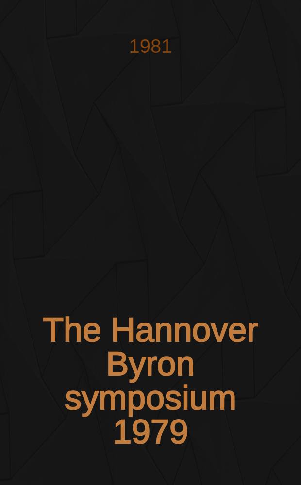 The Hannover Byron symposium 1979