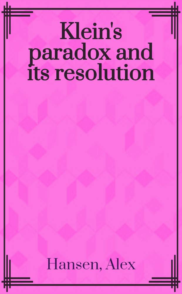 Klein's paradox and its resolution