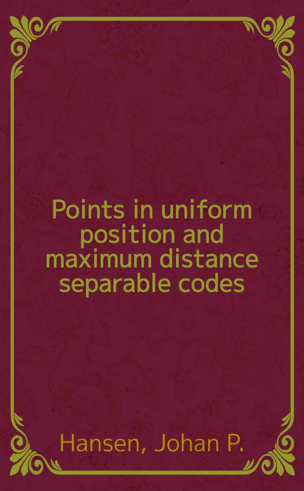 Points in uniform position and maximum distance separable codes