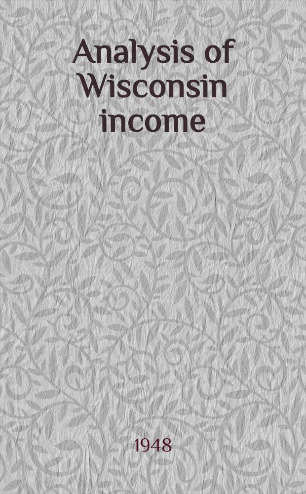 Analysis of Wisconsin income