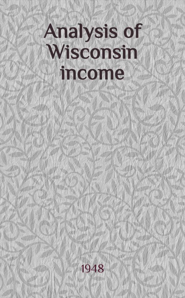 Analysis of Wisconsin income