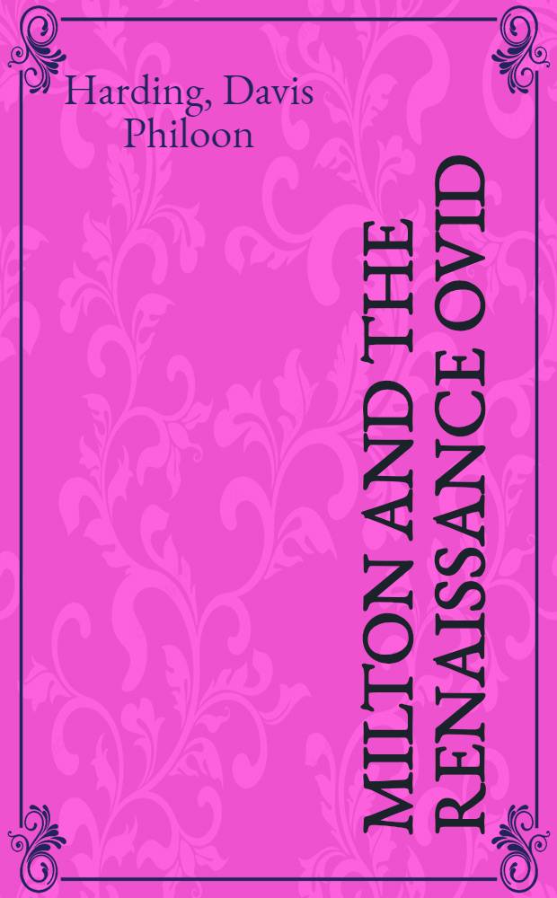 Milton and the Renaissance Ovid