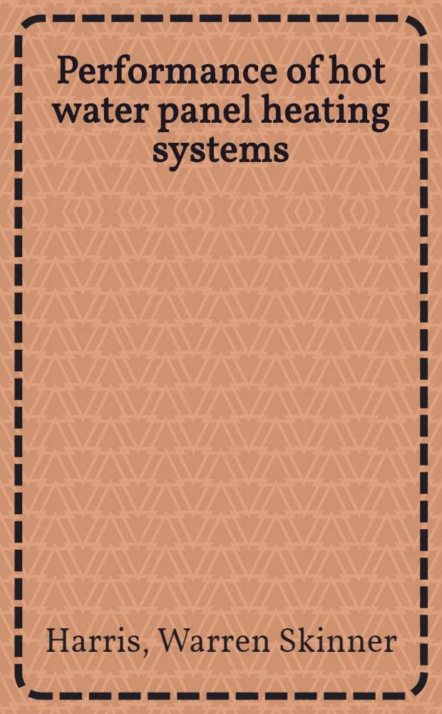 Performance of hot water panel heating systems