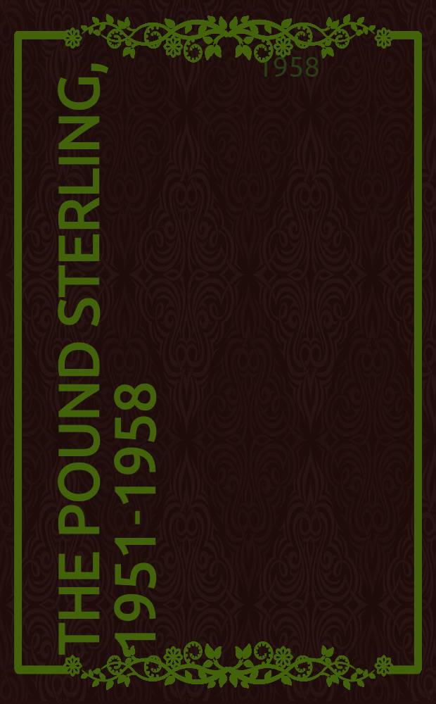 The pound sterling, 1951-1958