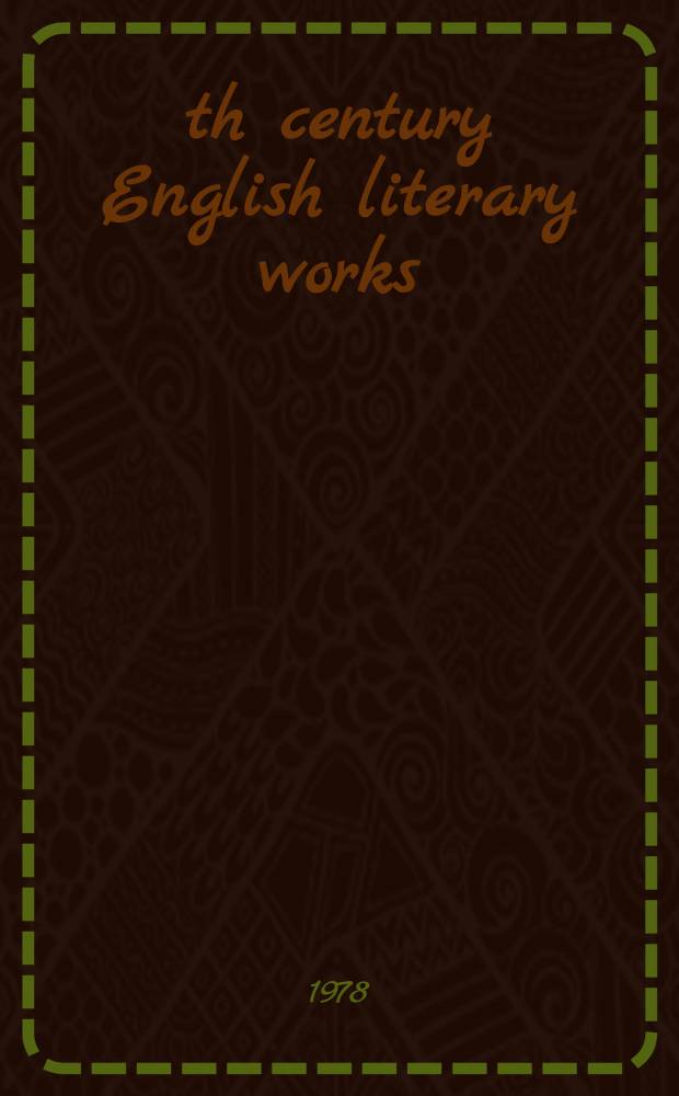 19th century English literary works : (A bibliogr. of rare books available in India)