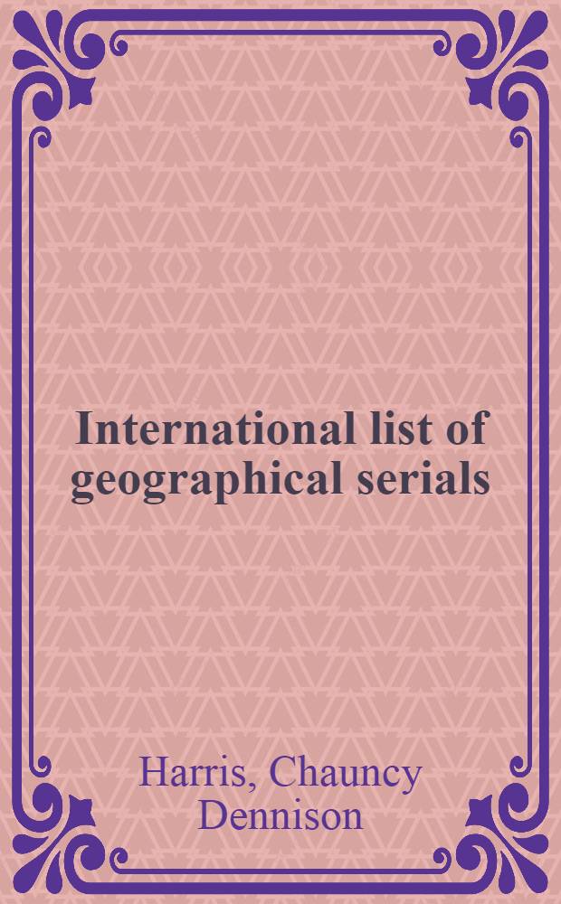 International list of geographical serials