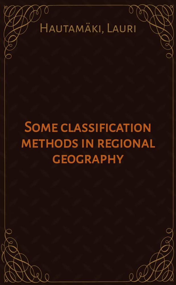 Some classification methods in regional geography