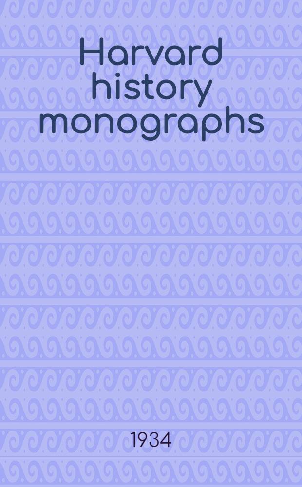 Harvard history monographs